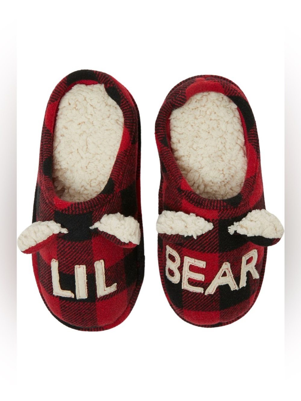 Dearfoams Kids Buffalo Check Lil Bear Clog Slippers NWT Size 9/10 Toddler